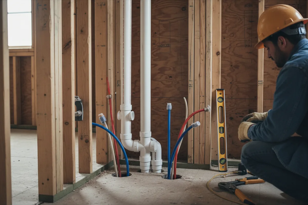 Drain and supply rough-in during Toilet Repair and Installation in Menomonee Falls
