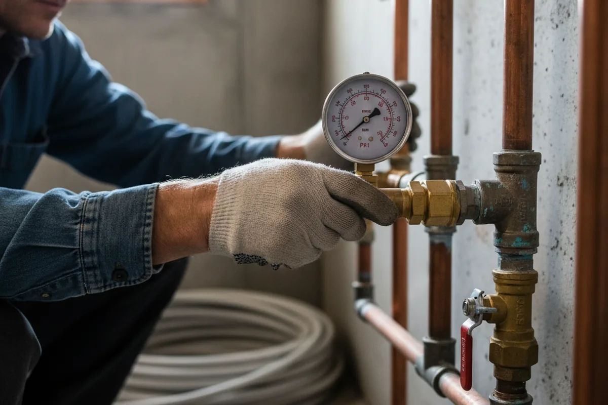 Pressure testing a repaired line during Water Line Repair in Menomonee Falls
